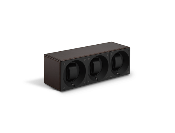 Triple SwissKubiK v hnědé kůži prošívanou hnědou nití