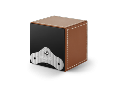 SwissKubiK v hnědé kůži prošívanou bílou nití single